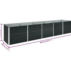 vidaXL Garten-Hochbeet Verzinkter Stahl 400x80x77 cm Anthrazit