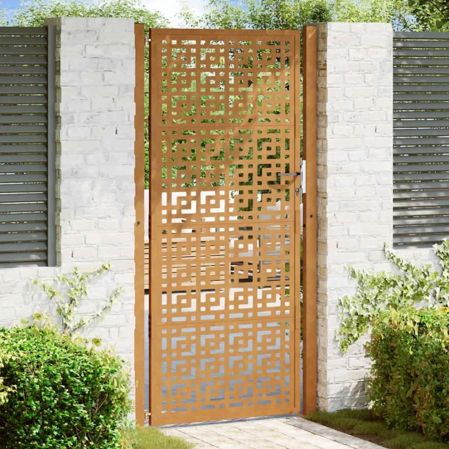 vidaXL Gartentor 105x205 cm Wetterfester Stahl Kreuz-Design