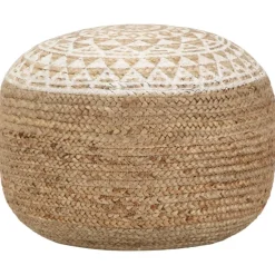 vidaXL Handgefertigter Sitzpuff Weiß 45x30 cm Jute