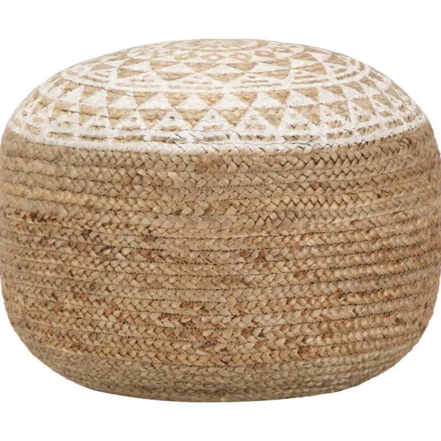 vidaXL Handgefertigter Sitzpuff Weiß 45x30 cm Jute