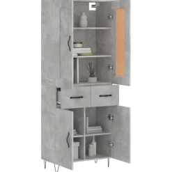 vidaXL Highboard Betongrau 69,5x34x180 cm Holzwerkstoff