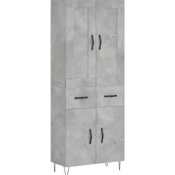 vidaXL Highboard Betongrau 69,5x34x180 cm Holzwerkstoff
