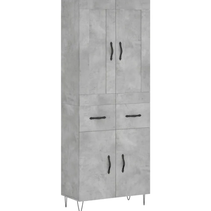 vidaXL Highboard Betongrau 69,5x34x180 cm Holzwerkstoff