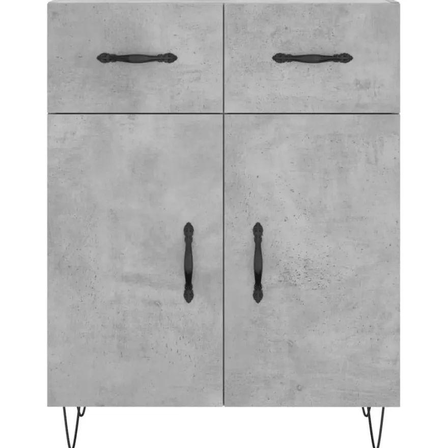 vidaXL Highboard Betongrau 69,5x34x180 cm Holzwerkstoff