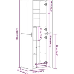 vidaXL Highboard Sonoma-Eiche 60x35x180 cm Holzwerkstoff