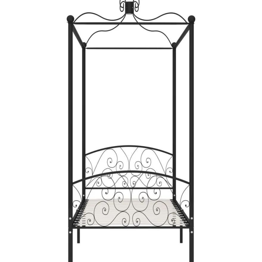 vidaXL Himmelbett-Gestell Schwarz Metall 90 x 200 cm