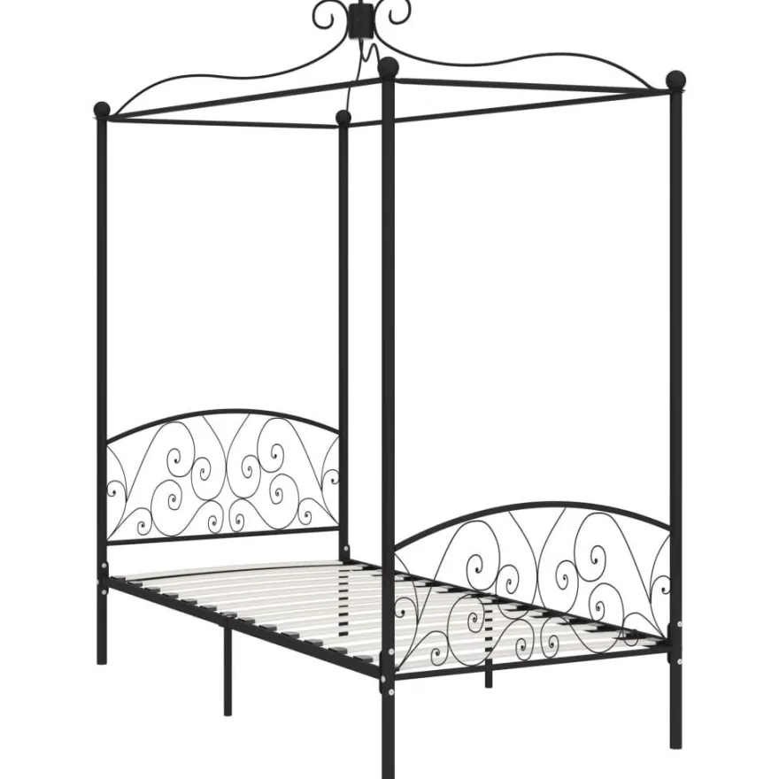 vidaXL Himmelbett-Gestell Schwarz Metall 90 x 200 cm