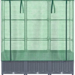 vidaXL Hochbeet mit Gewächshaus-Aufsatz Rattan-Optik 120x40x138 cm