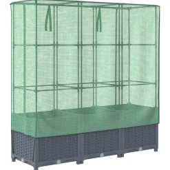 vidaXL Hochbeet mit Gewächshaus-Aufsatz Rattan-Optik 120x40x138 cm