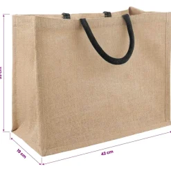 vidaXL Jute-Handtaschen 10 pcs Natürlich und Schwarz 42 x 33 x 19 cm
