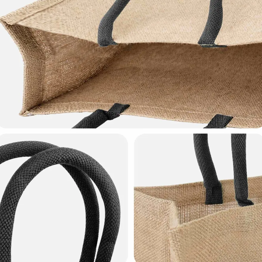 vidaXL Jute-Handtaschen 10 pcs Natürlich und Schwarz 42 x 33 x 19 cm