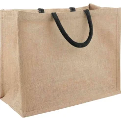 vidaXL Jute-Handtaschen 10 pcs Natürlich und Schwarz 42 x 33 x 19 cm