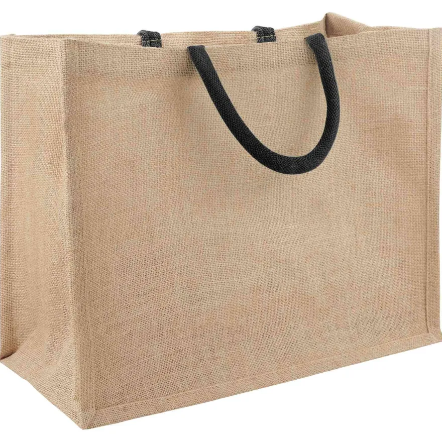 vidaXL Jute-Handtaschen 10 pcs Natürlich und Schwarz 42 x 33 x 19 cm