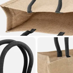 vidaXL Jute-Handtaschen 5 pcs Natürlich und Schwarz 42 x 33 x 19 cm