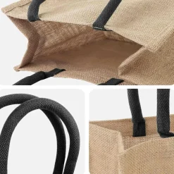 vidaXL Jute-Handtaschen 5 pcs Natürlich und Schwarz 26 x 22 x 14 cm