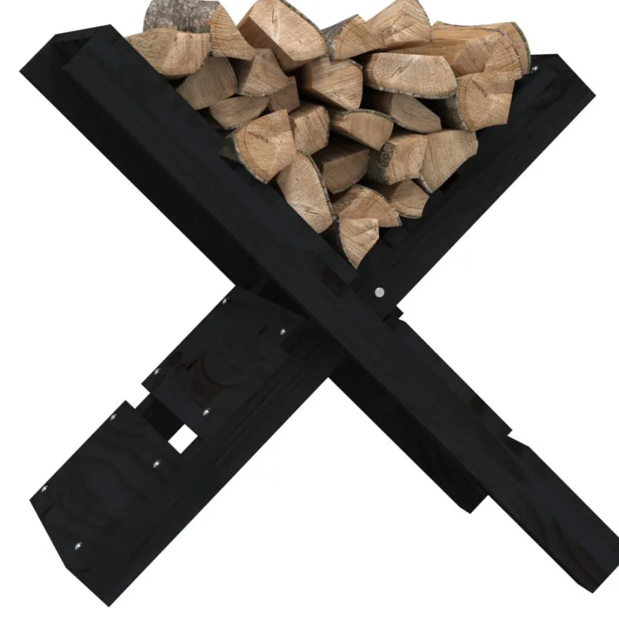vidaXL Kaminholzhalter Schwarz 47x39,5x48 cm Massivholz Kiefer
