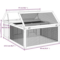 vidaXL Kaninchenstall Grau 117,5x97x47,5 cm Massivholz Kiefer