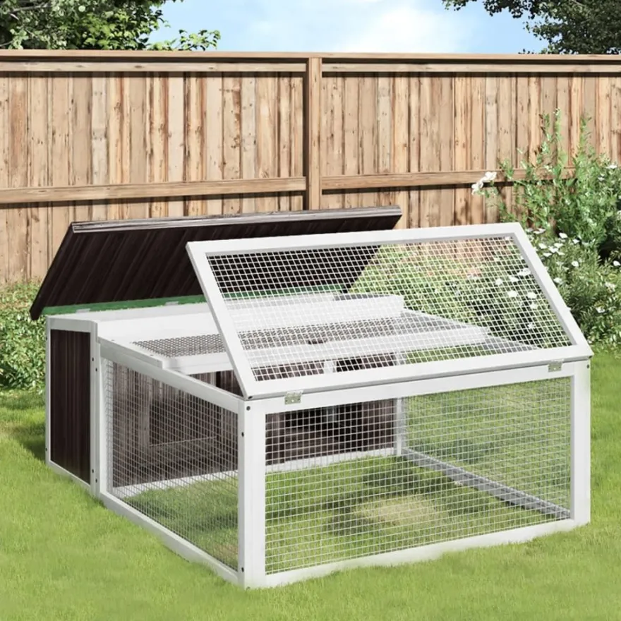 vidaXL Kaninchenstall Grau 117,5x97x47,5 cm Massivholz Kiefer