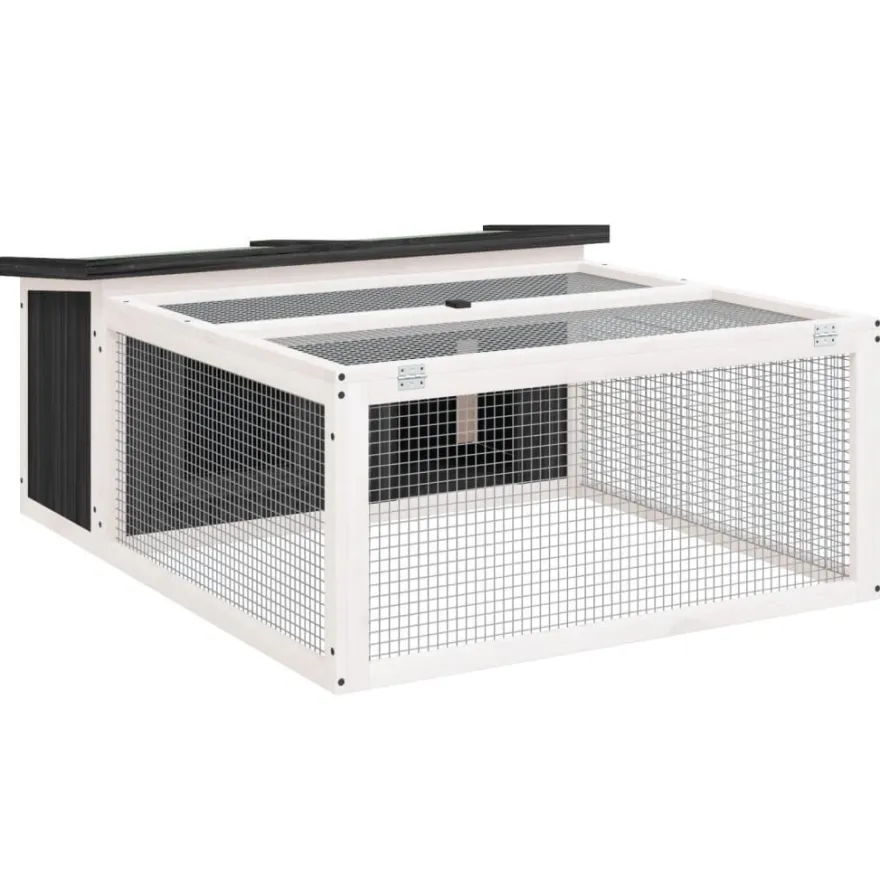 vidaXL Kaninchenstall Grau 117,5x97x47,5 cm Massivholz Kiefer