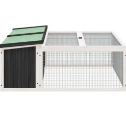 vidaXL Kaninchenstall Grau 117,5x97x47,5 cm Massivholz Kiefer
