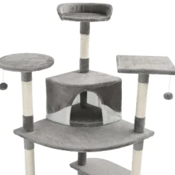 vidaXL Katzen-Kratzbaum mit Sisal-Kratzsäulen 203 cm Grau und Weiß