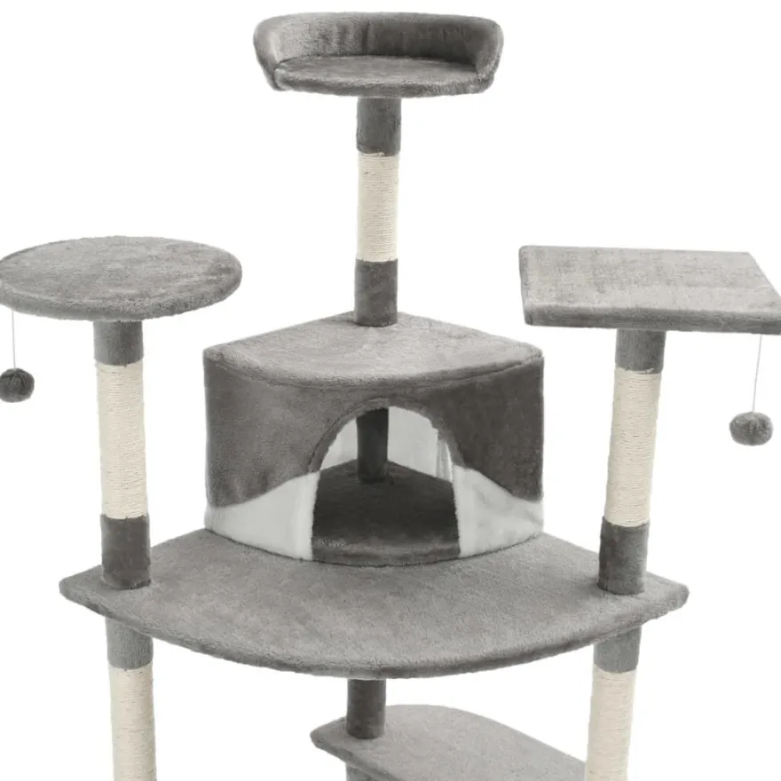 vidaXL Katzen-Kratzbaum mit Sisal-Kratzsäulen 203 cm Grau und Weiß