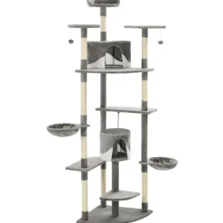 vidaXL Katzen-Kratzbaum mit Sisal-Kratzsäulen 203 cm Grau und Weiß