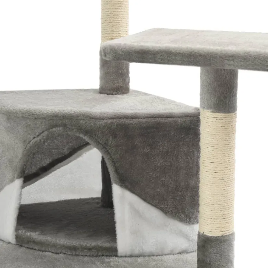 vidaXL Katzen-Kratzbaum mit Sisal-Kratzsäulen 203 cm Grau und Weiß