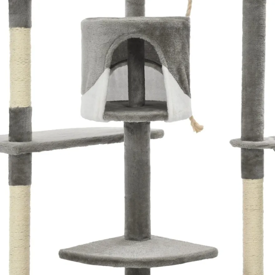 vidaXL Katzen-Kratzbaum mit Sisal-Kratzsäulen 203 cm Grau und Weiß