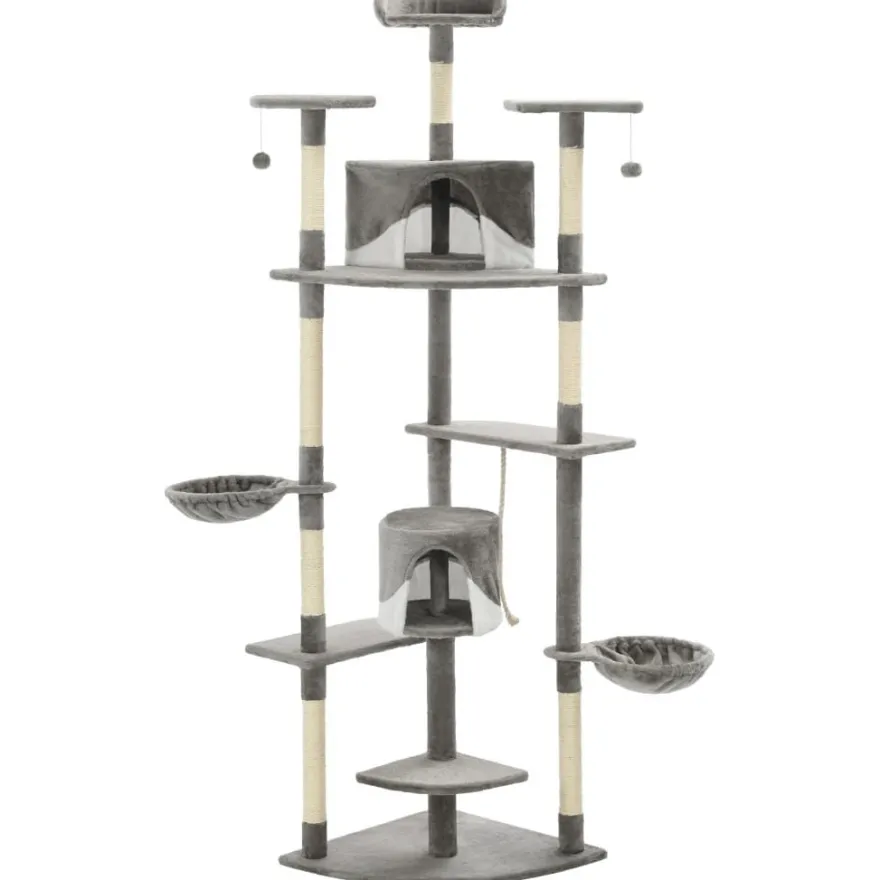 vidaXL Katzen-Kratzbaum mit Sisal-Kratzsäulen 203 cm Grau und Weiß