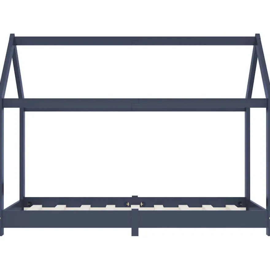 vidaXL Kinder-Bettgestell Grau Massivholz Kiefer 70 x 140 cm