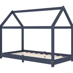 vidaXL Kinder-Bettgestell Grau Massivholz Kiefer 70 x 140 cm