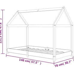 vidaXL Kinder-Bettgestell Grau Massivholz Kiefer 70 x 140 cm