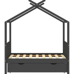 vidaXL Kinderbett mit Schublade Dunkelgrau Massivholz Kiefer 70x140 cm