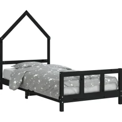 vidaXL Kinderbett Schwarz 90x200 cm Massivholz Kiefer
