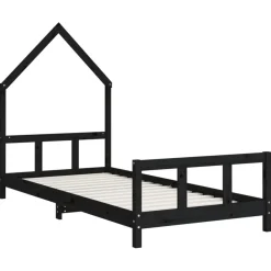 vidaXL Kinderbett Schwarz 90x200 cm Massivholz Kiefer