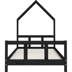 vidaXL Kinderbett Schwarz 90x200 cm Massivholz Kiefer