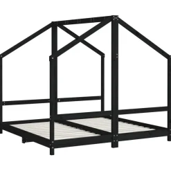 vidaXL Kinderbett Schwarz 2x(80x160) cm Massivholz Kiefer