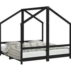 vidaXL Kinderbett Schwarz 2x(80x160) cm Massivholz Kiefer