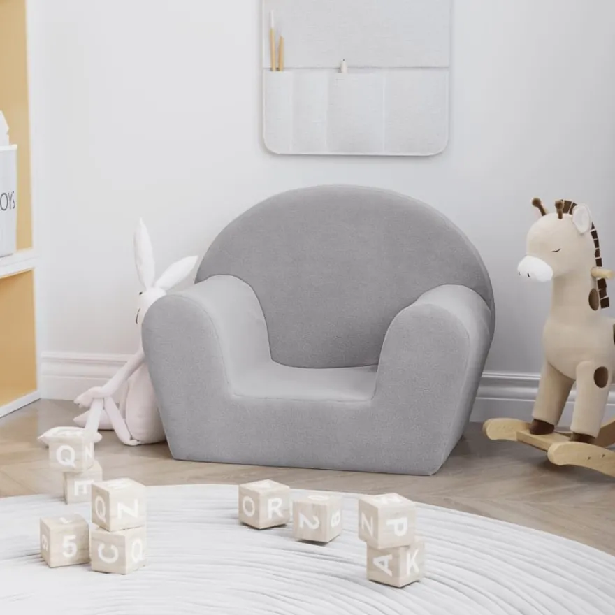 vidaXL Kindersofa Hellgrau Weich Plüsch