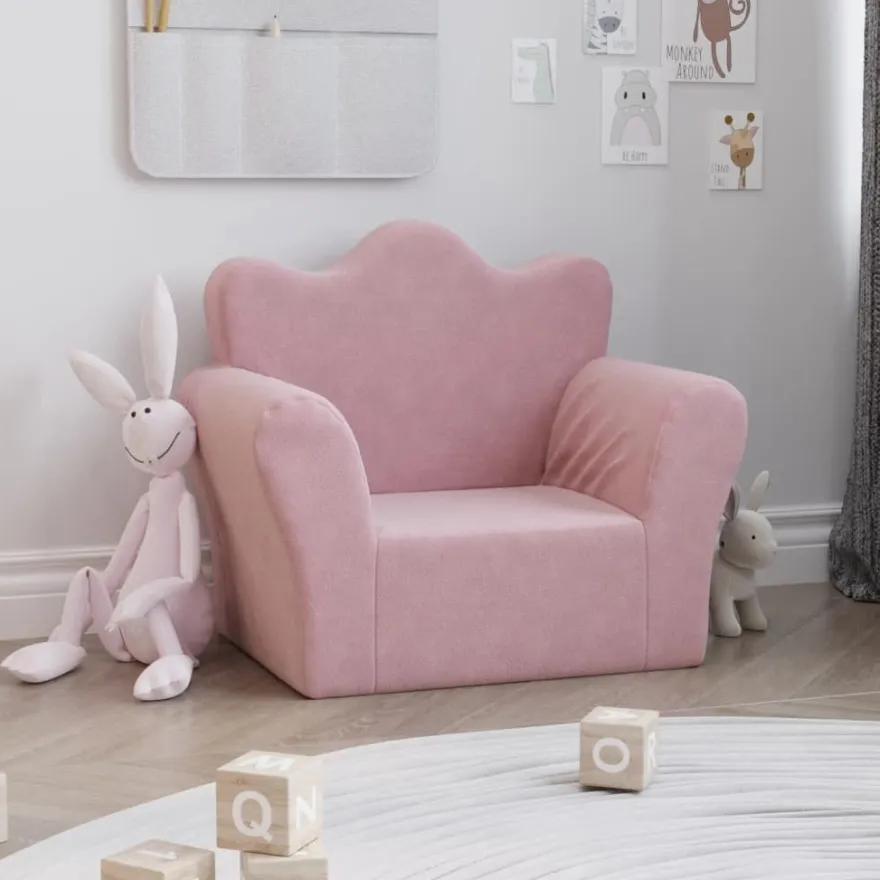 vidaXL Kindersofa Rosa Weich Plüsch