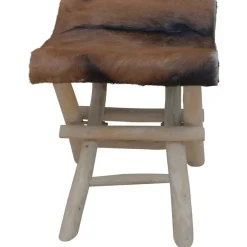 vidaXL Klapphocker Echtleder und Massivholz Teak