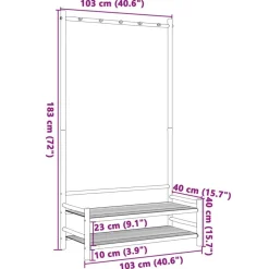 vidaXL Kleiderständer mit Ablagen 103x40x183 cm Bambus