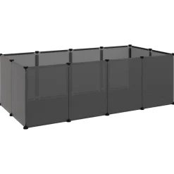vidaXL Kleintierkäfig Schwarz 144x74x46,5 cm PP und Stahl