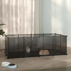 vidaXL Kleintierkäfig Schwarz 144x74x46,5 cm PP und Stahl