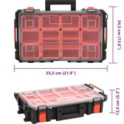 vidaXL Koffer für Flugreise Tragbar Schwarz 55,5x34,5x13,5 cm PP