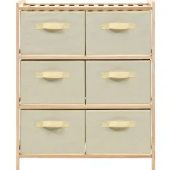 vidaXL Korb-Kommode mit 6 Stoffkörben Zedernholz Beige