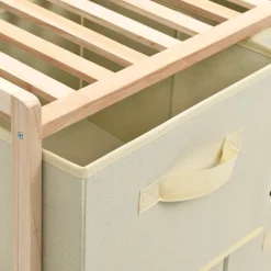 vidaXL Korb-Kommode mit 6 Stoffkörben Zedernholz Beige