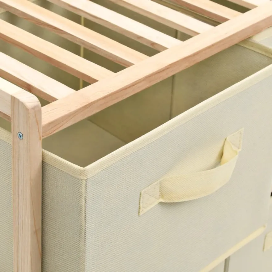 vidaXL Korb-Kommode mit 6 Stoffkörben Zedernholz Beige
