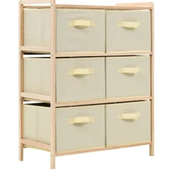 vidaXL Korb-Kommode mit 6 Stoffkörben Zedernholz Beige